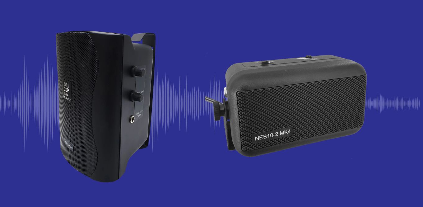 Desktop speaker and NES10-2 side by side